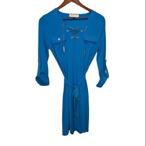 Michael Michael Kors Blue Long Sleeve Shirt Dress Size Small